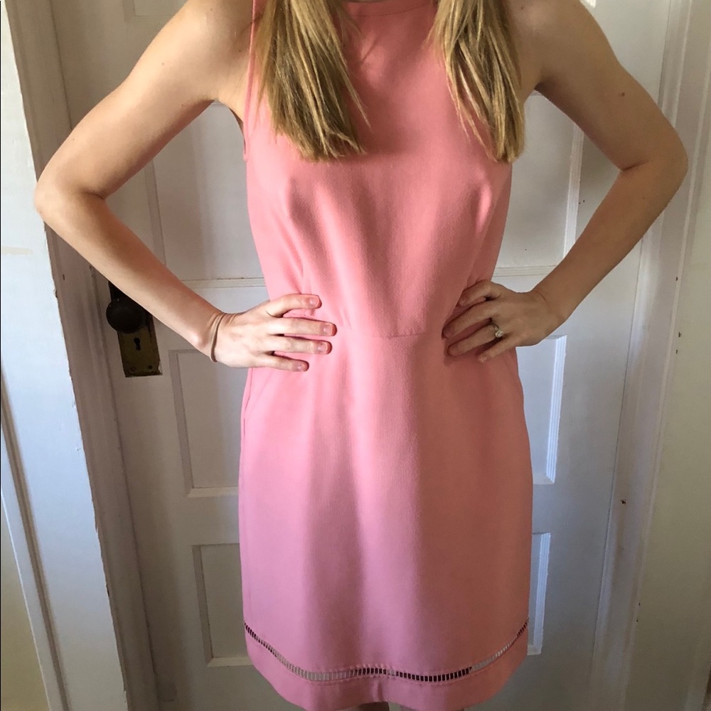 LOFT Cutout Pocket Sheath Dress, Pink, Size 0